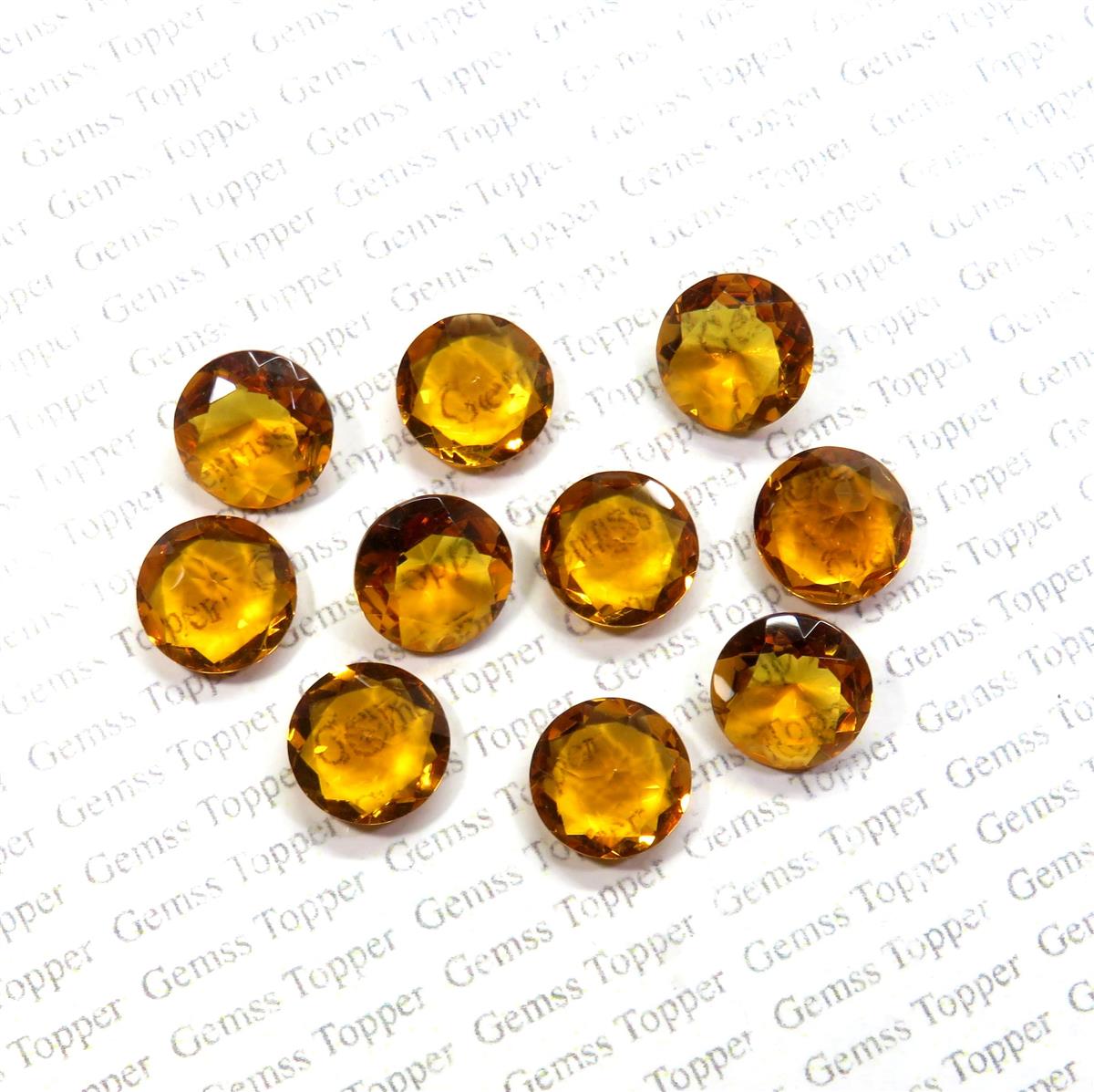 Citrine 10x10 mm Round Faceted